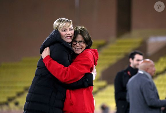 La princesse Charlene de Monaco, la princesse Stéphanie de Monaco - La famille princière de Monaco lors du match de gala entre les Barbagiuans de Monaco et le FC Cirque au stade Louis II de Monaco le 22 janvier 2024. © Jean-François Ottonello / Nice Matin / Bestimage