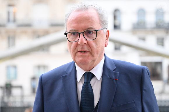 Le président du Conseil constitutionnel français Richard Ferrand lors de la cérémonie d'intronisation de Robert Badinter, ancien ministre de la Justice, au Panthéon à Paris, France, le 9 octobre 2025. L'ancien avocat et ministre de la Justice français, célèbre pour son combat contre la peine de mort, dont il a soutenu l'abolition en 1981, Robert Badinter, repose au Panthéon lors d'une cérémonie solennelle présidée par le Président de la République française le 9 octobre 2025, date anniversaire de la promulgation de la loi abolissant la peine de mort, dont il est l'auteur. Photo par Eliot Blondet/ABACAPRESS.COM