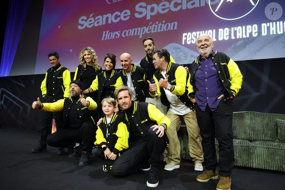 Jamel Debbouze, Elodie Fontan, Alban Ivanov, Reem Kherici, Corentin Guillot, Julien Arruti, Philippe Lacheau, Tarek Boudali, Paco Boisson et Gerard Jugnot - Présentation du film "Marsupilami" lors du 29e Festival International du Film de Comédie de l'Alpe d'Huez le 21 Janvier 2026. © Dominique Jacovides/Bestimage