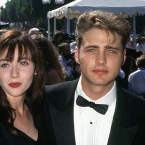 Jason Priestley and Shannen Doherty at the 43rd Annual Primetime Emmy Awards, Pasadena Civic Auditorium, Pasadena August 25, 1991, in Los Angeles, California, United States. Photo by Media Punch/INSTARimages/ABACAPRESS.COM