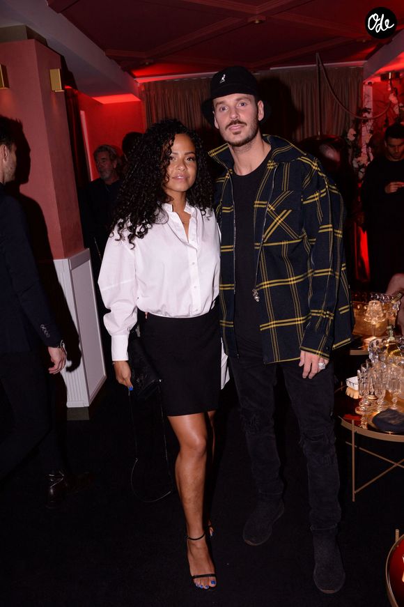 Matt Pokora et sa femme Christina Milian lors de la soirée d'anniversaire de C. Bruna (27 ans) au restaurant Giusé Trattoria à Paris, en France, le 1er octobre 2021. Un événement organisé par Five Eyes Production. © Rachid Bellak/Bestimage