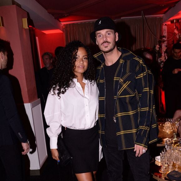 Matt Pokora et sa femme Christina Milian lors de la soirée d'anniversaire de C. Bruna (27 ans) au restaurant Giusé Trattoria à Paris, en France, le 1er octobre 2021. Un événement organisé par Five Eyes Production. © Rachid Bellak/Bestimage