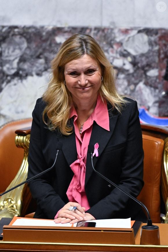 Yael Braun Pivet - Discours de politique générale du Premier ministre, Michel Barnier à l'Assemblée nationale, le 1er octobre. 2024. 
© Federico Pestellini / Panoramic / Bestimage