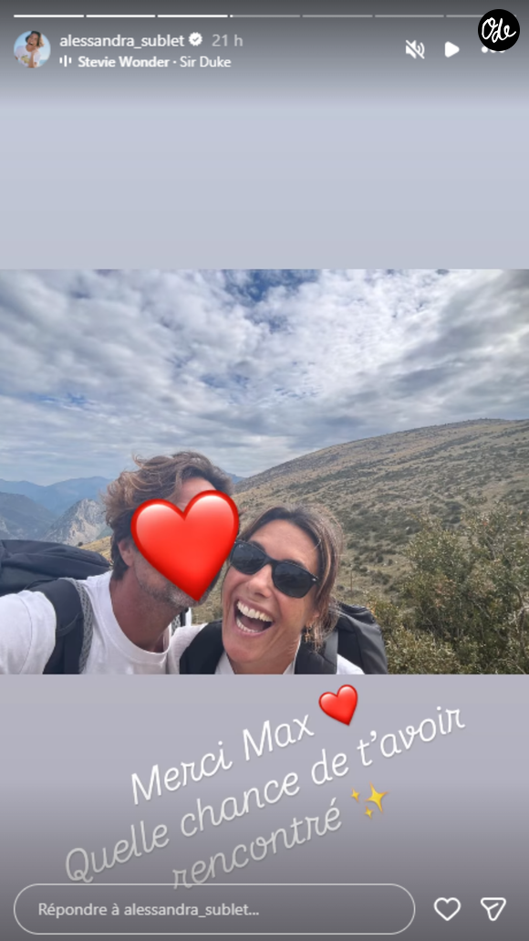 Story Instagram d'Alessandra Sublet @alessandra_sublet, lundi 5 octobre 2025.