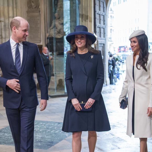 Le prince William, duc de Cambridge, Kate Catherine Middleton (enceinte), duchesse de Cambridge, Meghan Markle et le prince Harry - La famille royale d'Angleterre lors de la cérémonie du Commonwealth en l'abbaye Westminster à Londres. Le 12 mars 2018