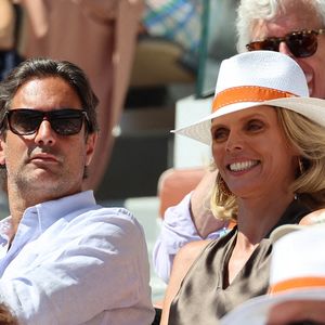 Sylvie Tellier, Laurent dans les tribunes lors des Internationaux de France Roland Garros 2023 le 04 juin 2023 à Paris, France. Photo by Nasser Berzane/ABACAPRESS.COM