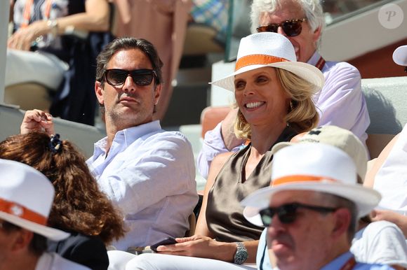 Sylvie Tellier, Laurent dans les tribunes lors des Internationaux de France Roland Garros 2023 le 04 juin 2023 à Paris, France. Photo by Nasser Berzane/ABACAPRESS.COM