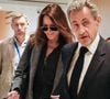 Nicolas Sarkozy et sa femme Carla Bruni - Dernier jour du procès du financement libyen de Sarkozy: ses avocats de l’ancien président vont plaider la relaxe, au tribunal de Paris, France, le 8 avril 2025. © Christophe Clovis/Bestimage