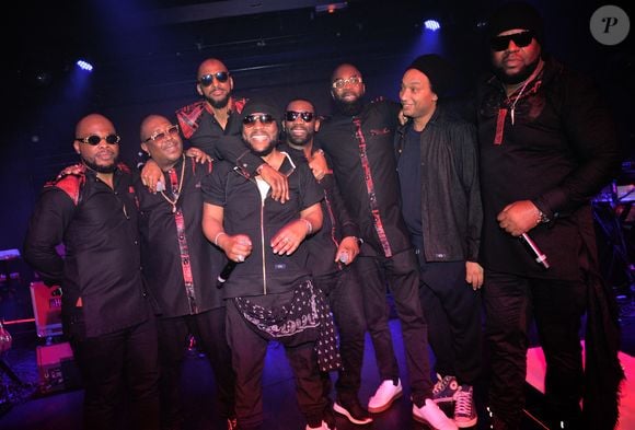 Jacky & Ben-J des Nèg' Marrons, Lino & Calbo de Ärsenik, Stomy Bugsy, Passi et Doc Gynéco en showcase au Pau Brazil à Paris, le 5 avril 2018. 

Photo : Veeren / Bestimage