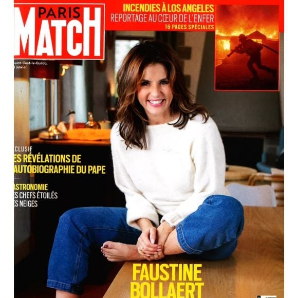 Faustine Bollaert en couverture de "Paris Match", numéro du 16 janvier 2025.