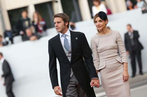 Le prince Emmanuel Philibert de Savoie et la princesse Clotilde de Savoie (Clotilde Courau) - Arrivees a la cathedrale pour le mariage religieux du prince Guillaume de Luxembourg et de la comtesse Stephanie de Lannoy a Luxembourg, le 20 octobre 2012. JACOVIDES-MOREAU / BESTIMAGE