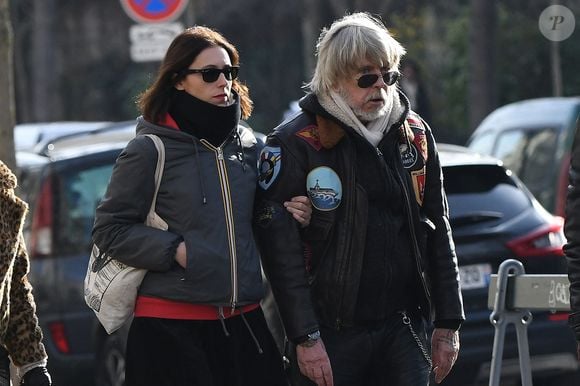 Renaud Séchan, Lola Séchan lors des obsèques de Thierry Séchan au cimetière Montparnasse le 16 janvier 2019 à Paris, France. Photo by ABACAPRESS.COM