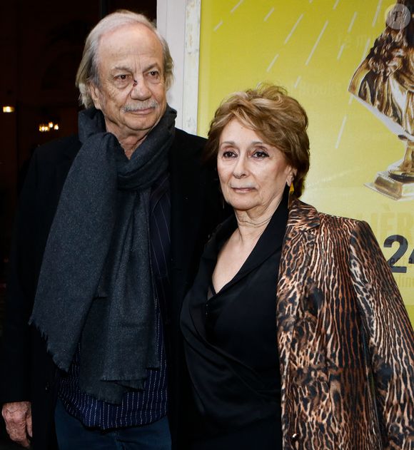 Exclusif - Patrick Chesnais et son épouse Josiane Stoléru - Arrivées à la 34ème cérémonie des Molières 2023 au théâtre de Paris à Paris, France, le 24 avril 2023. © Christophe Clovis / Bestimage