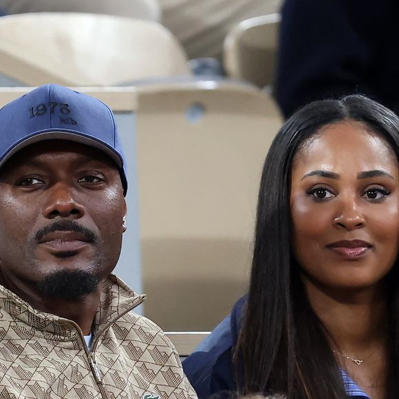 Harry Roselmack et Jennifer Galap  - Les célébrités dans les tribunes des Internationaux de France de tennis de Roland Garros 2024 à Paris, le 29 mai 2024. 
© Jacovides / Moreau / Bestimage