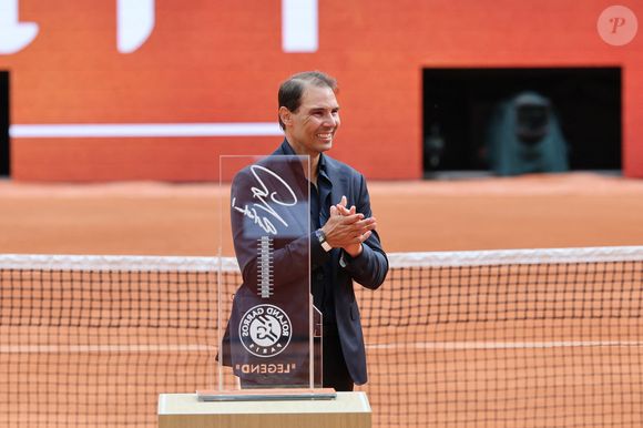 Hommage à Rafael Nadal lors des Internationaux de France de Tennis de Roland Garros 2025, sur le court Philippe-Chatrier au Complexe Roland-Garros à Paris, France, le 25 mai 2025. © Jean-Charles Caslot/Pool FFT/Bestimage