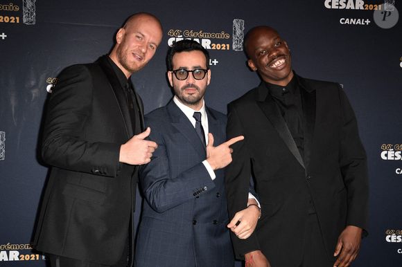 John Wax, Jonathan Cohen et Jean-Pascal Zadi lors de la 46e édition de la cérémonie des César du cinéma à l'Olympia à Paris, France, le 12 mars 2021. Photo David Niviere/Pool/ABACAPRESS.COM