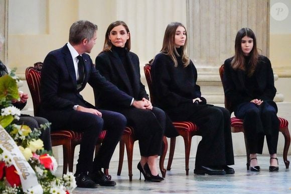 Veillée funèbre du prince Victor-Emmanuel de Savoie, en l'Eglise de Sant'Uberto à Turin, en présence de sa veuve Marina Ricolfi-Doria, de son fils, le prince Emmanuel-Philibert de Savoie avec sa femme la princesse Clotilde Courau et leurs filles les princesses Vittoria et Luisa, le 9 février 2024. Le fils du dernier roi d'Italie s'est éteint le 3 février 2024 à l'âge de 86 ans. Lucia Sabatelli / Bestimage