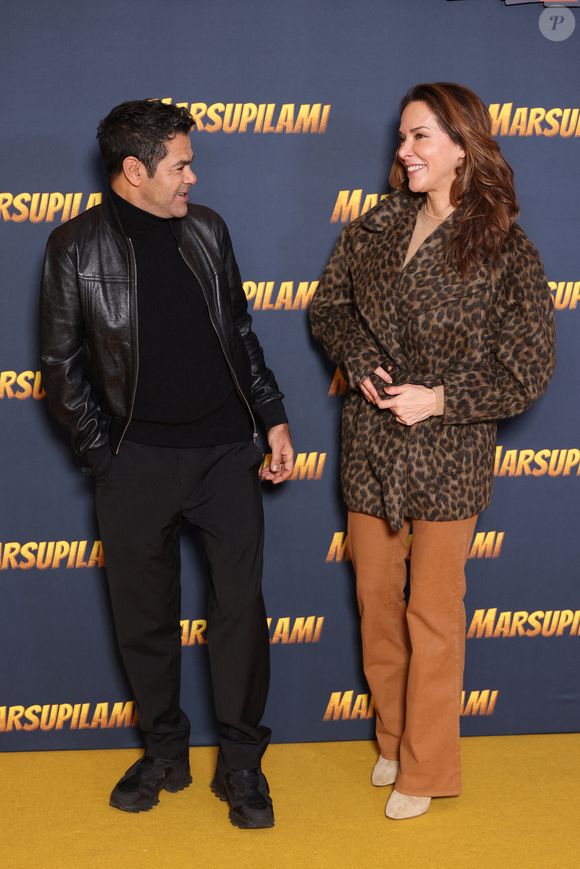 Jamel Debbouze et Melissa Theuriau assistent à la première du Marsupilami au Grand Rex à Paris, France, le 01 février 2026. Photo par Jerome Domine/ABACAPRESS.COM