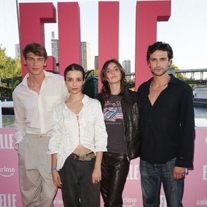 Lucas Barski, Carmen Kassovitz (fille de Mathieu Kassovitz), Vittoria de Savoie (fille d’Emmanuel-Philibert et de Clotilde Courau) et Baptiste Masseline - Photocall Prime Video "Elle" Summer Party au Noti Club à Paris le 6 juillet 2026. © Coadic Guirec/Bestimage