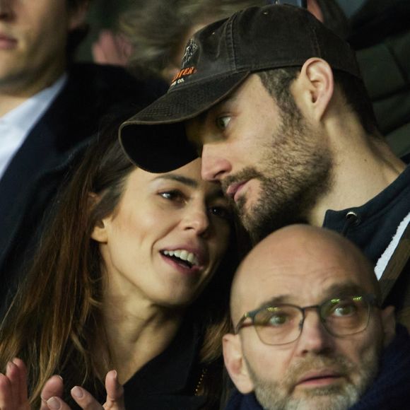 Exclusif - Louis Sarkozy et sa femme Natali Husic   - People en tribunes du match de Ligue 1 Uber Eats "PSG contre Reims" (1-1) au Parc des Princes à Paris le 29 janvier 2023. (AGENCE / BESTIMAGE).