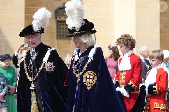 Le roi Charles III d'Angleterre et Camilla Parker Bowles, reine consort d'Angleterre - Service de l'Ordre de la Jarretière au Château de Windsor, Royaume Uni, le 17 juin 2024. © Kirsty Wigglesworth/WPA-Pool/Bestimage