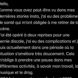 Dernier post Instagram de Lou Sirkis.