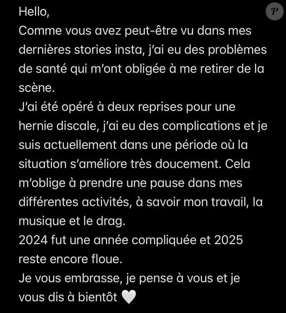 Dernier post Instagram de Lou Sirkis.