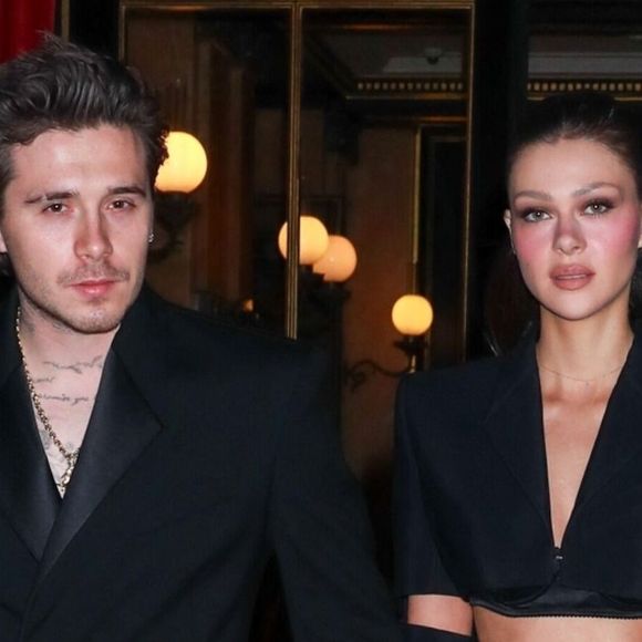Brooklyn Beckham et sa femme Nicola Peltz en route pour un événement de mode glamour à Paris. © Backgrid USA / Bestimage