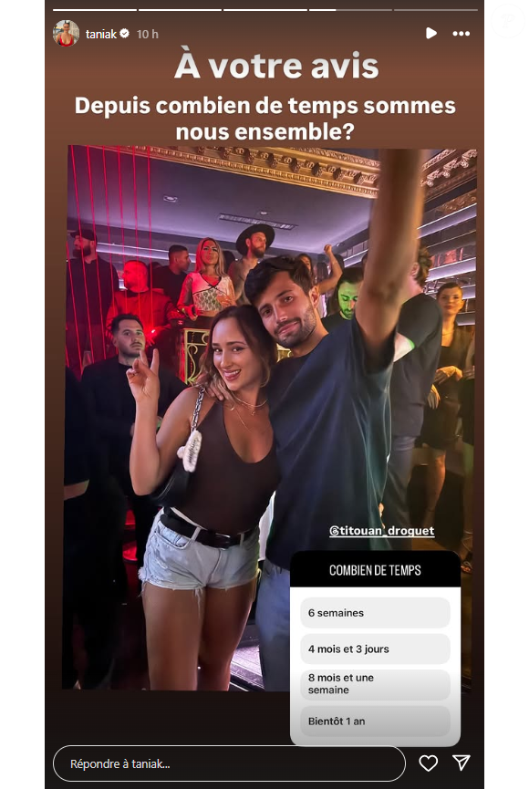 Tania (ancienne candidate de Koh-Lanta) annonce être en couple avec le joueur de tennis professionnel Titouan Droguet.