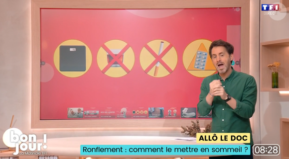 Des sprays existent
Vincent Valinducq donne des astuces anti-ronflements dans "Bonjour", le 9 avril 2025, sur TF1