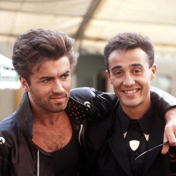 George Michael et Andrew Ridgeley du groupe Wham à Wembley, Londres, en 1986. Photo par Michael Putland/RetnaUK/Photoshot/Abaca