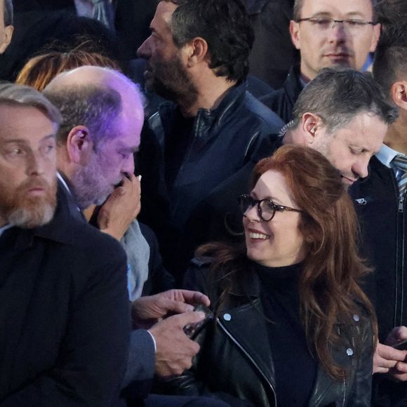 Eric Dupond-Moretti et Isabelle Boulay - Le président Emmanuel Macron prononce un discours au Champ de Mars le soir de sa victoire à l'élection présidentielle le 24 avril 2022.

© Dominique Jacovides / Bestimage