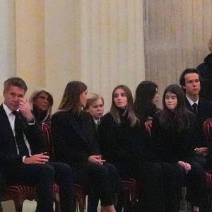Veillée funèbre du prince Victor-Emmanuel de Savoie, en l'Eglise de Sant'Uberto à Turin, en présence de sa veuve Marina Ricolfi-Doria, de son fils, le prince Emmanuel-Philibert de Savoie avec sa femme la princesse Clotilde Courau et leurs filles les princesses Vittoria et Luisa, le 9 février 2024.