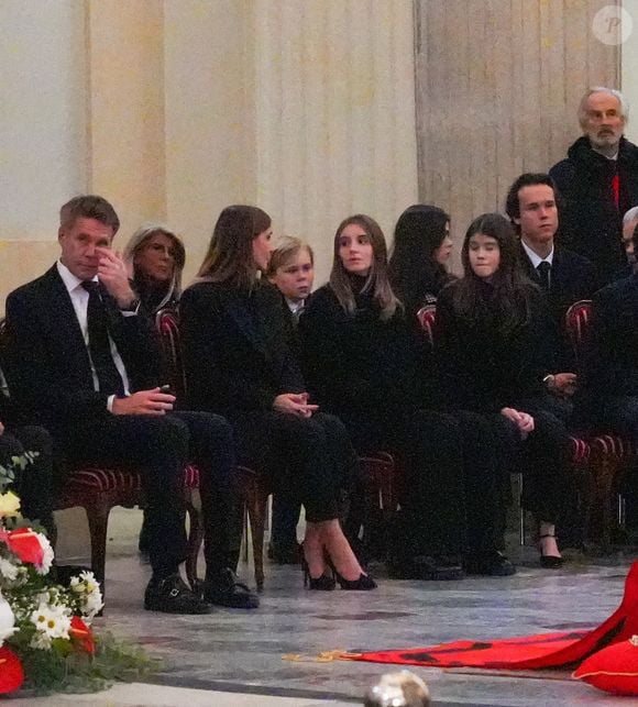 Veillée funèbre du prince Victor-Emmanuel de Savoie, en l'Eglise de Sant'Uberto à Turin, en présence de sa veuve Marina Ricolfi-Doria, de son fils, le prince Emmanuel-Philibert de Savoie avec sa femme la princesse Clotilde Courau et leurs filles les princesses Vittoria et Luisa, le 9 février 2024.