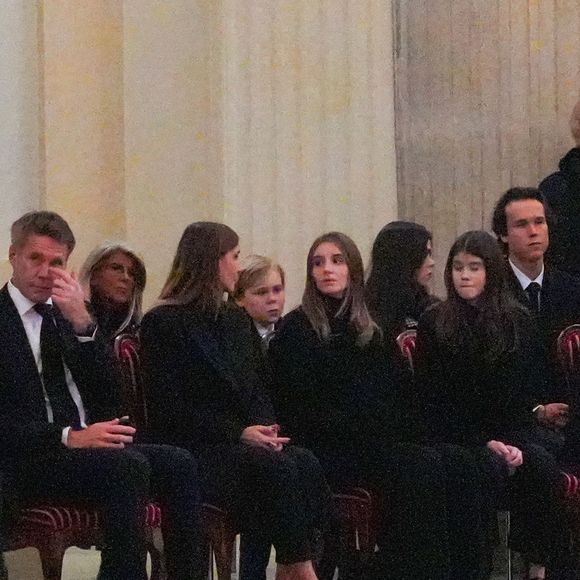Veillée funèbre du prince Victor-Emmanuel de Savoie, en l'Eglise de Sant'Uberto à Turin, en présence de sa veuve Marina Ricolfi-Doria, de son fils, le prince Emmanuel-Philibert de Savoie avec sa femme la princesse Clotilde Courau et leurs filles les princesses Vittoria et Luisa, le 9 février 2024.
