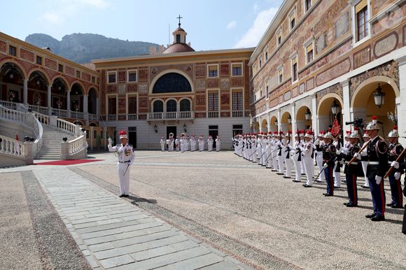 La Garde Princière se prépare à l'arrivée du Président français pour une visite d'Etat de deux jours à Monaco. Photo by Ludovic Marin/Pool/ABACAPRESS.COM