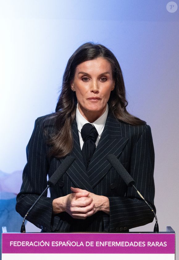 La reine Letizia d'Espagne participe à la Journée mondiale des maladies rares à l'auditorium Prince Felipe à Oviedo, le 4 mars 2025. LALO YASKY / BESTIMAGE