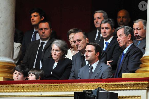 Jacques Chirac, Jean-Louis Debré et Madame Henry Cuq à l'Assemblée nationale. Guillaume Gaffiot/Bestimage