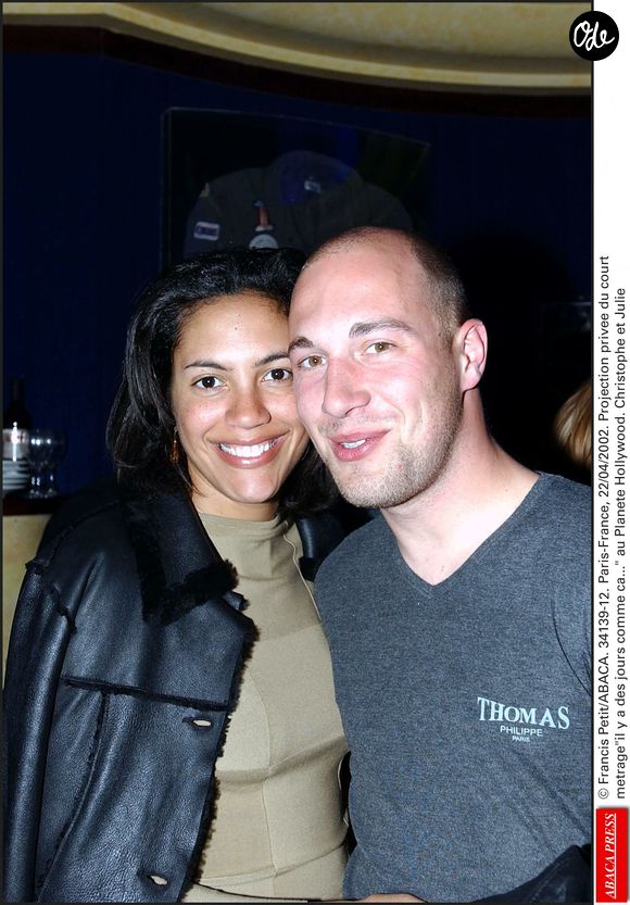 Christophe et Julie lors d'une projection privée du court métrage "Il y a des jours comme ça..." au Planet Hollywood, Paris, France, le 22/04/2002. Crédit Francis Petit/Abaca