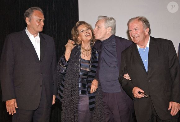 Roger Hanin, Claudia Cardinale, Maurice Jarre, Pierre Mondy lors de la cérémonie de clôture du premier Festival International de Télévision de Djerba à Djerba, Tunisie, le 30 avril 2006. Photo par Bruno Klein/ABACAPRESS.COM