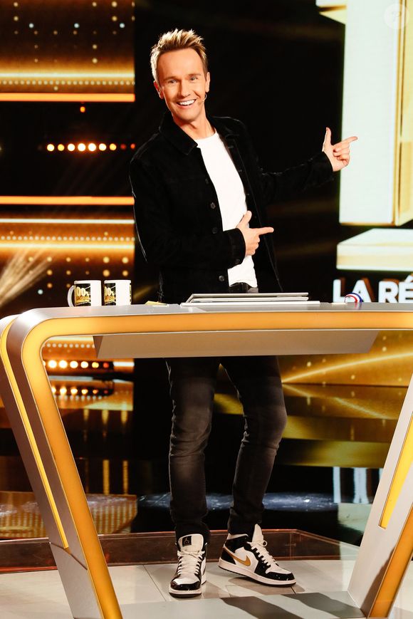 Exclusif - Cyril Feraud lors de l'enregistrement de l'émission "100% logique" présentée par C. Feraud et qui sera diffusée le le 4 octobre 2025 sur France 2 au studio du Lendit à Saint-Denis, France, le 12 mars 2025. © Christophe Clovis/Bestimage
