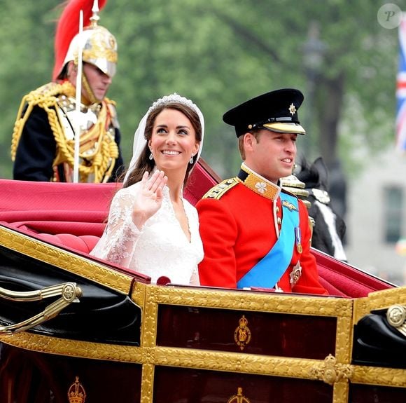 Archive - Le prince William, prince de Galles, et Catherine (Kate) Middleton, princesse de Galles lors de leur mariage en 2011.