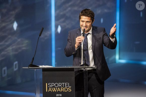 Bixente Lizarazu reçoit le 'Prix de l'Autobiographie' lors de la cérémonie de remise des prix Sportel 2018 qui s'est tenue au Grimaldi Forum à Monaco le 23 octobre 2018. 
Photo by Marco Piovanotto/ABACAPRESS.COM