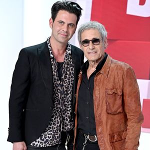 Exclusif - Gerard Lanvin et son fils Manu Lanvin - Enregistrement de l'émission Vivement dimanche au studio Gabriel, presentée par Michel Drucker le 15 mai 2022. © Guillaume Gaffiot Bestimage