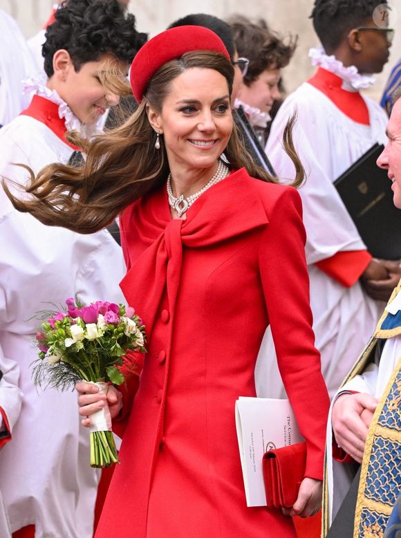 Le prince William, prince de Galles, et Catherine (Kate) Middleton, princesse de Galles, à la sortie de l'abbaye de Westminster lors du "Commonwealth Day 2025", le 10 mars 2025. Photo par Backgrid UK/ Bestimage