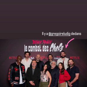 Marie Portolano a fait de la promotion au show en republiant une photo de l'événement avec  son mari sur Instagram

Capture d'écran de la story du compte Instagram de Marie Portolano du 30/04/2025