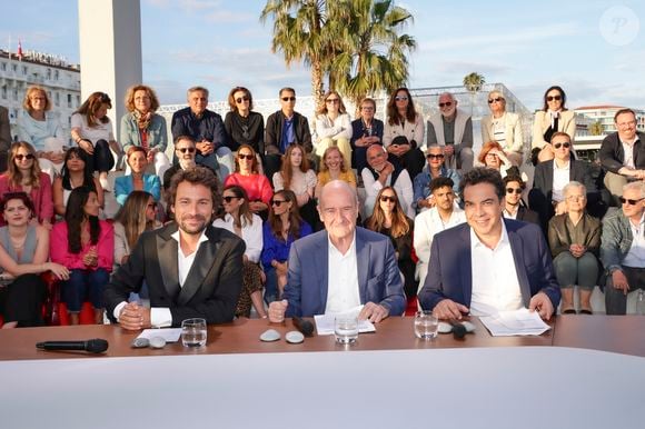 Exclusif - Bertrand Chameroy, Pierre Lescure, Patrick Cohen, - Plateau de l'émission "C à vous" lors du 78ème Festival International du Film de Cannes le 14 mai 2025. © Jack Tribeca / Bestimage