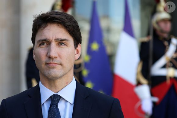 Le président de la république, Emmanuel Macron reçoit Justin Trudeau, Premier ministre du Canada, pour un déjeuner de travail au palais de l'Elysée, Paris, France, le 16 mai 2019. © Stéphane Lemouton / Bestimage
