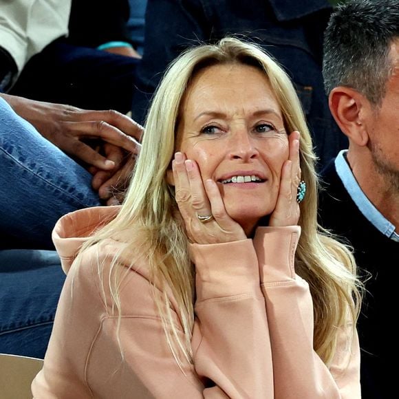 Estelle Lefébure dans les tribunes lors des Internationaux de France de Tennis de Roland Garros, à Paris, France. © Jacovides-Moreau/Bestimage