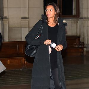Exclusif - Karine Le Marchand sortant de son procès contre Lilian Thuram devant la 17ème chambre du Tribunal Correctionnel du Palais de Justice de Paris, le 18 décembre 2015. (Agence / Bestimage).